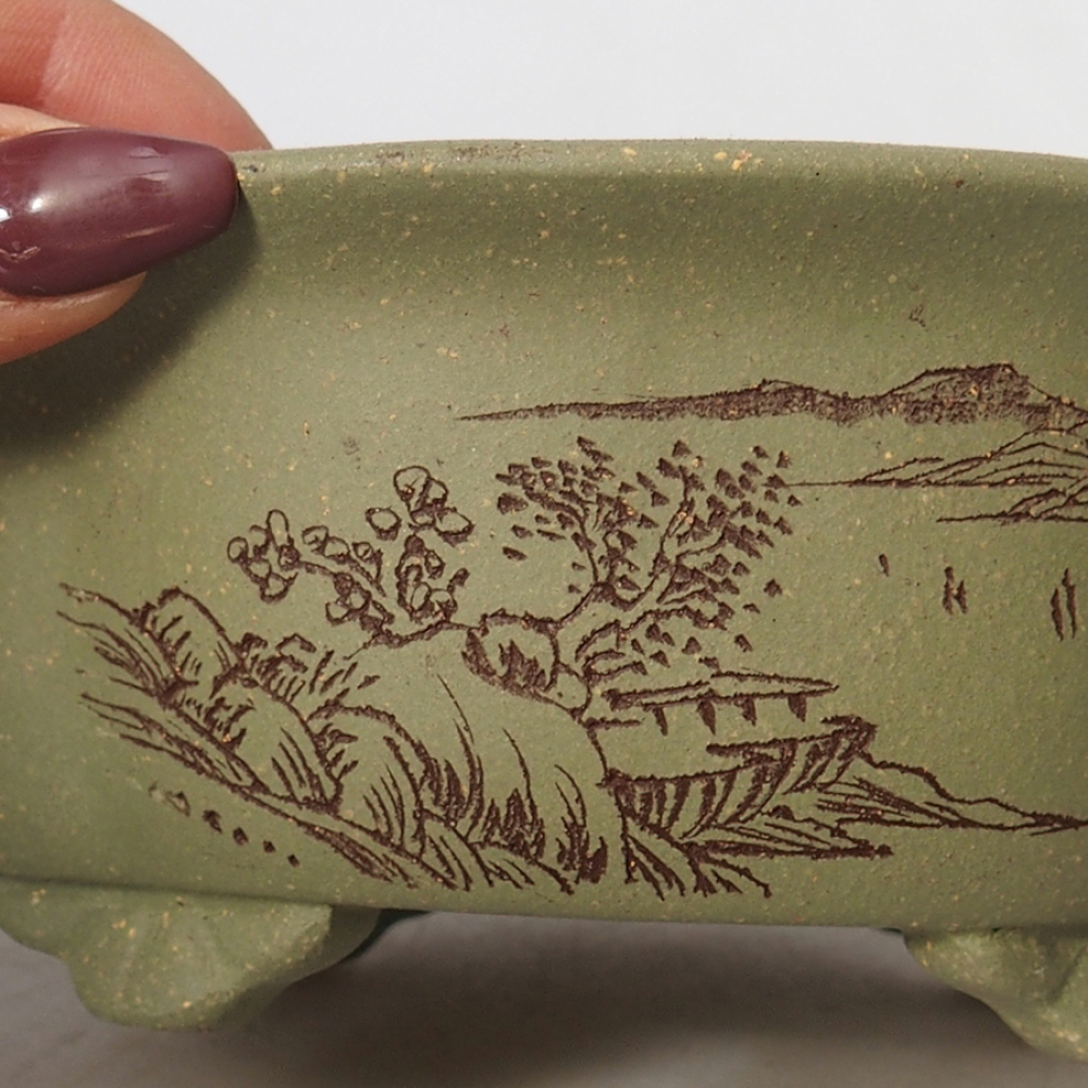 Bol à bonsaï en céramique 15,5 x 13 x 6 cm, vert