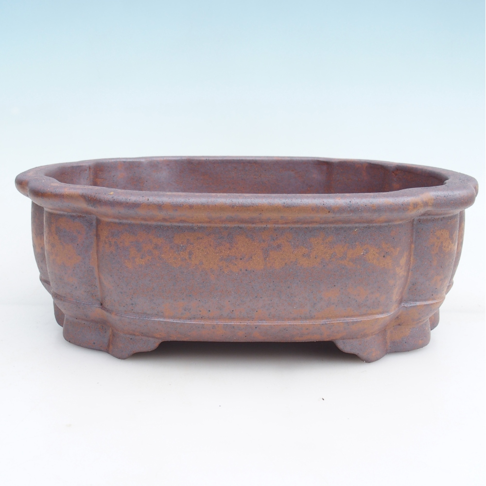 Bol à bonsaï en céramique 31,5 x 27,5 x 10 cm, couleur métal