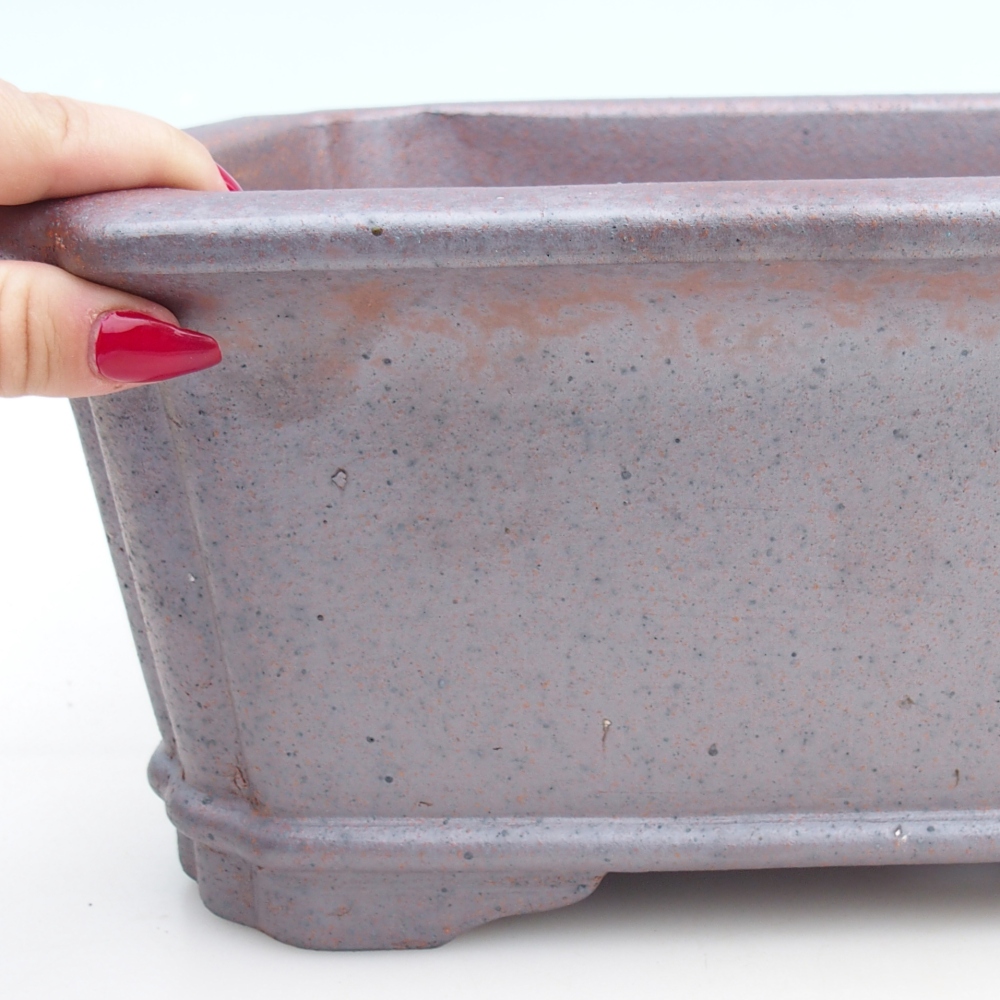 Bol à bonsaï en céramique 36 x 28 x 13 cm, couleur métal