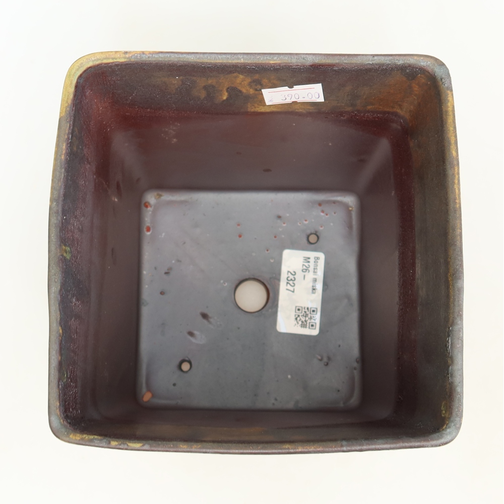 Pot à bonsaï en céramique 13 x 13 x 14 cm, couleur marron