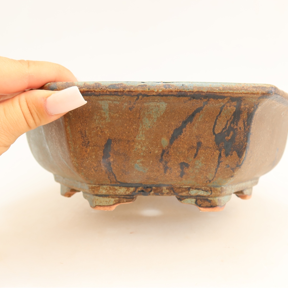 Pot à bonsaï en céramique 24 x 21,5 x 7,5 cm, couleur marron