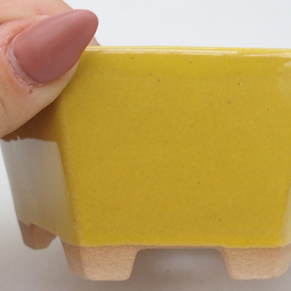 Bol à bonsaï en céramique 10,5 x 9,5 x 5 cm, jaune