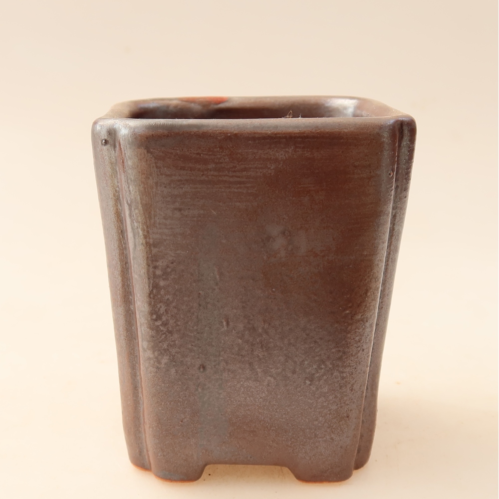 Pot à bonsaï en céramique 7 x 7 x 8,5 cm, couleur métallique
