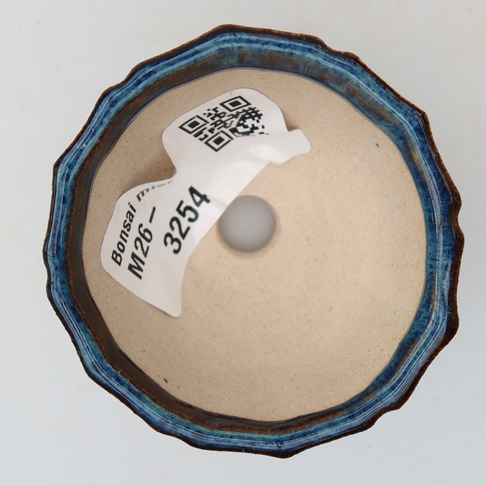 Pot à bonsaï en céramique 5,5 x 5,5 x 3,5 cm, couleur bleue