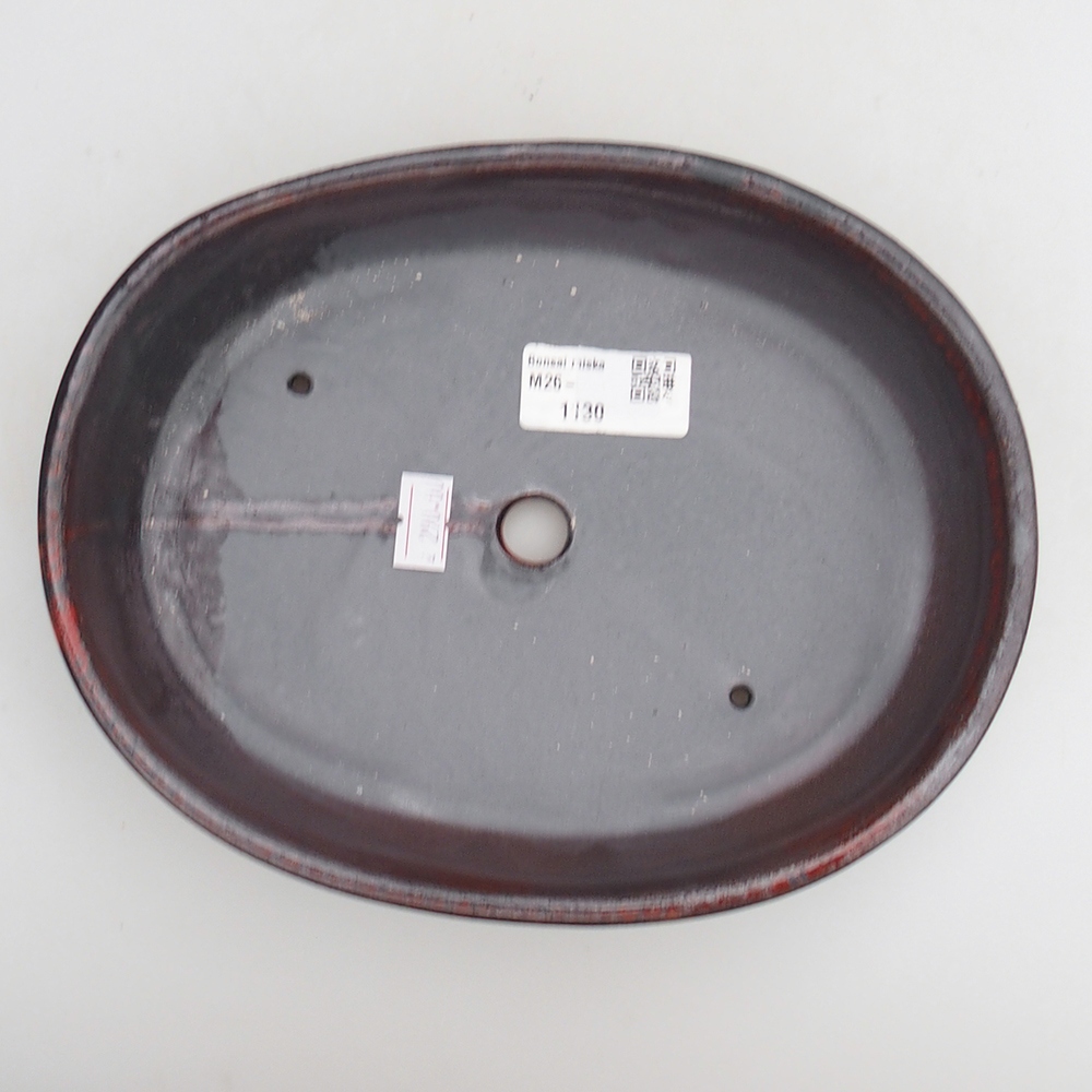 Bol à bonsaï en céramique 21,5 x 17 x 5 cm, couleur rouge-noir