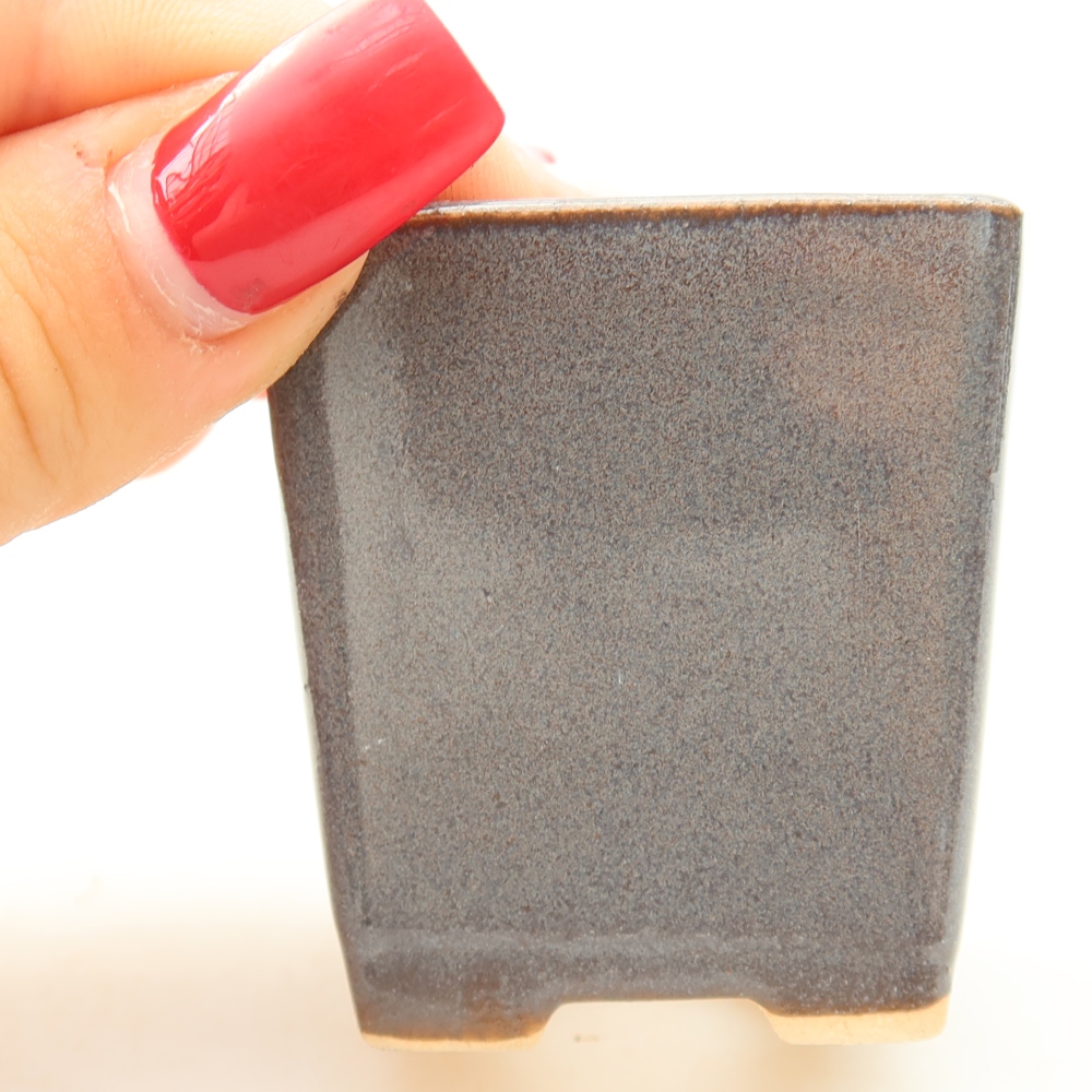 Pot à bonsaï en céramique 4,5 x 4,5 x 5 cm, couleur grise