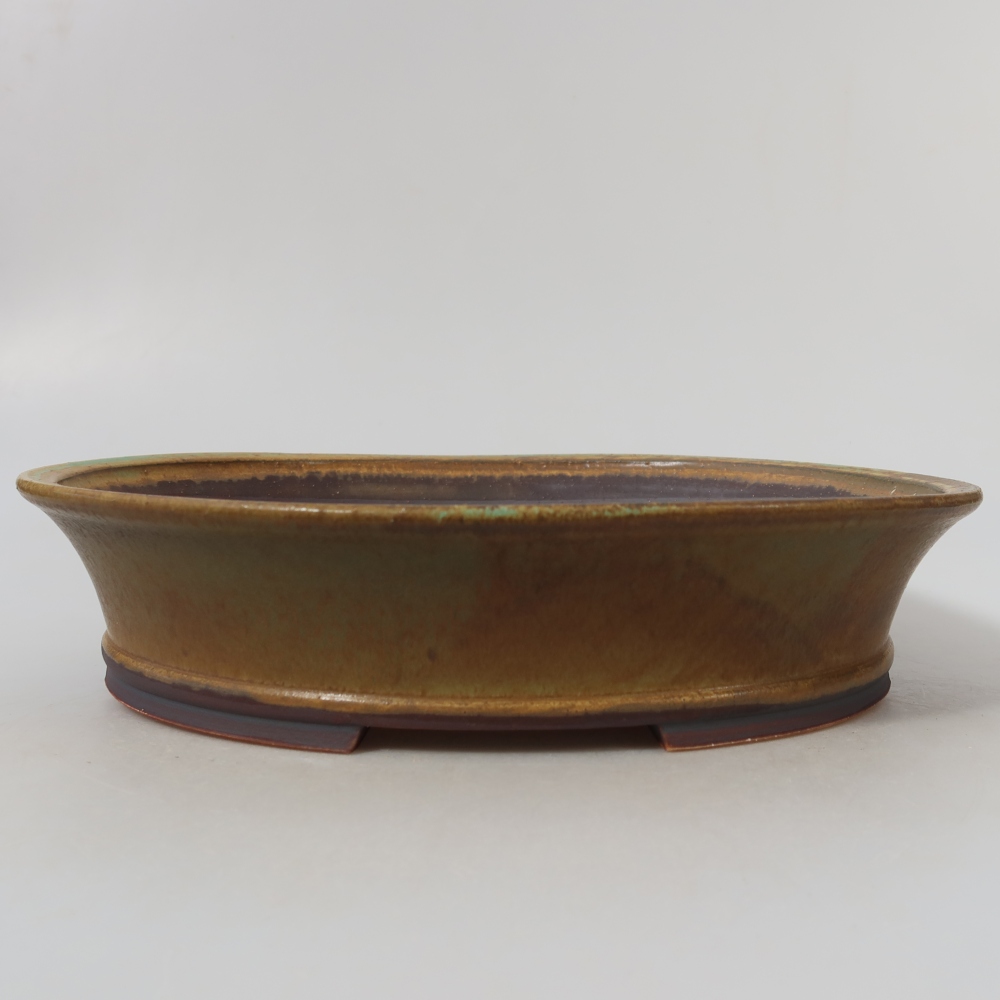 Pot à bonsaï en céramique 27 x 24,5 x 5,5 cm, couleur verte
