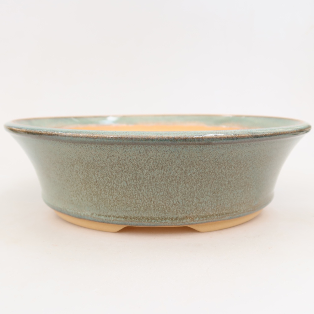 Pot à bonsaï en céramique 27 x 27 x 7,5 cm, couleur verte