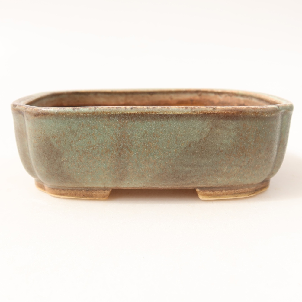 Pot à bonsaï en céramique 14 x 12 x 4 cm, couleur verte