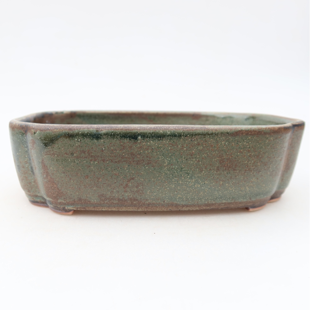 Pot à bonsaï en céramique 18,5 x 13 x 5 cm, couleur verte