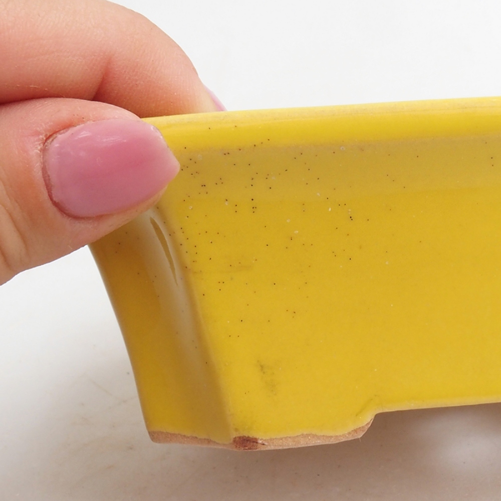 Bol à bonsaï en céramique 13 x 10,5 x 4 cm, jaune