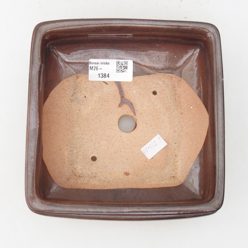 Bol à bonsaï en céramique 15,5 x 15,5 x 6 cm, brun