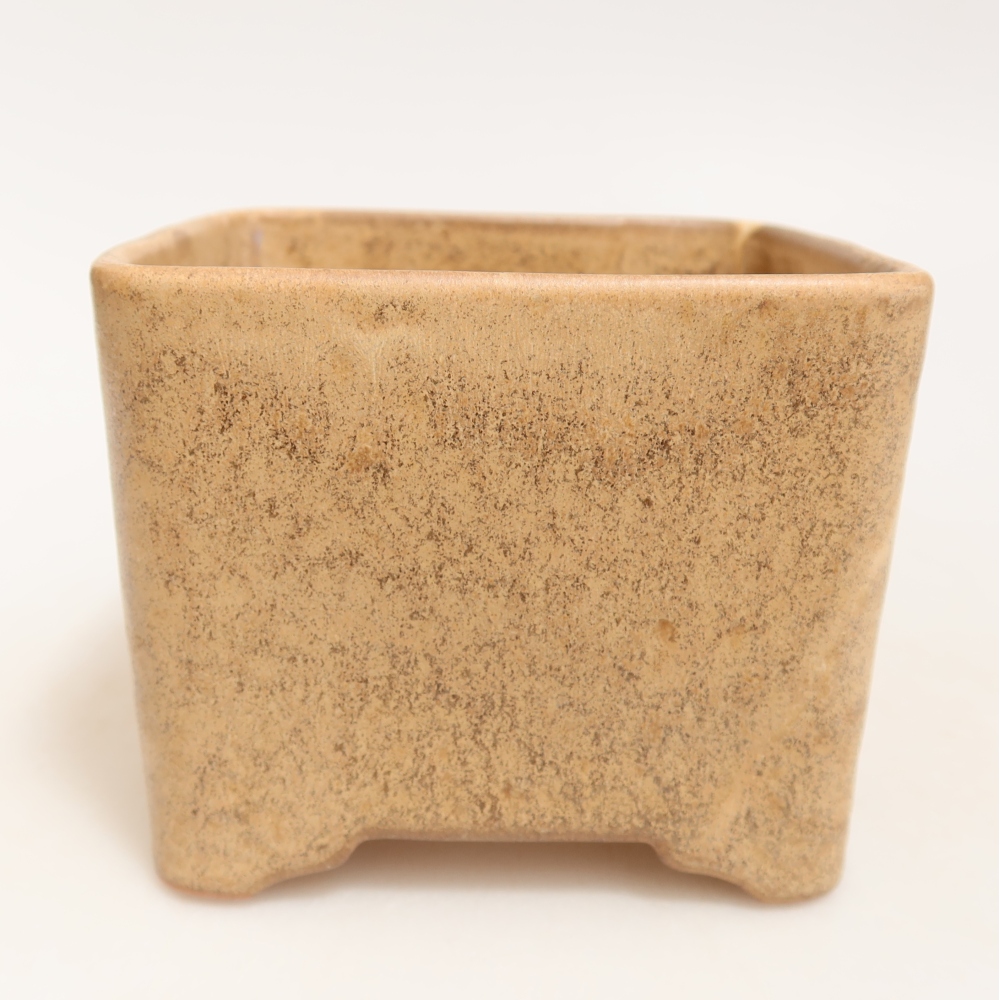 Pot à bonsaï en céramique 10 x 10 x 8,5 cm, couleur beige