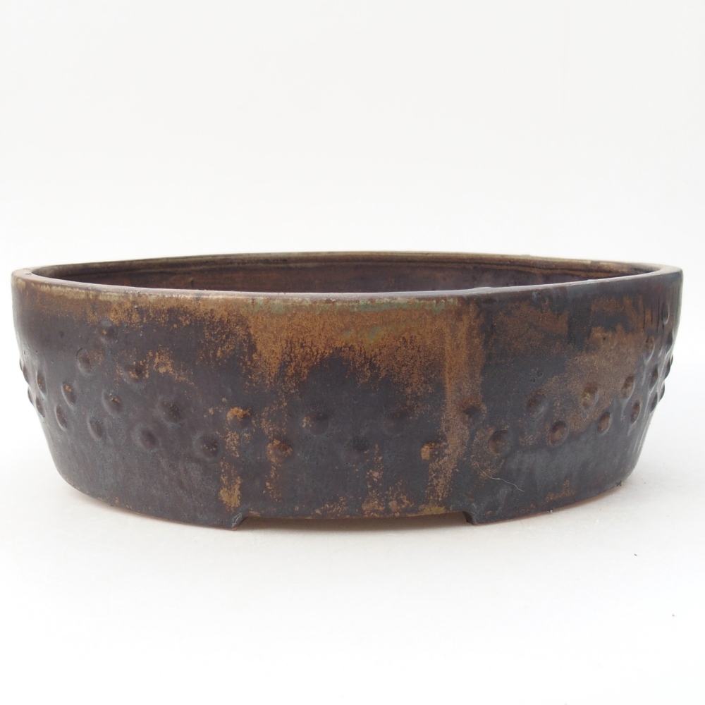 Bol à bonsaï en céramique 27,5 x 27,5 x 8 cm, brun