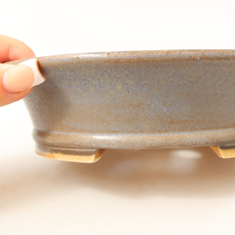 Pot à bonsaï en céramique 17,5 x 16,5 x 5 cm, couleur bleue