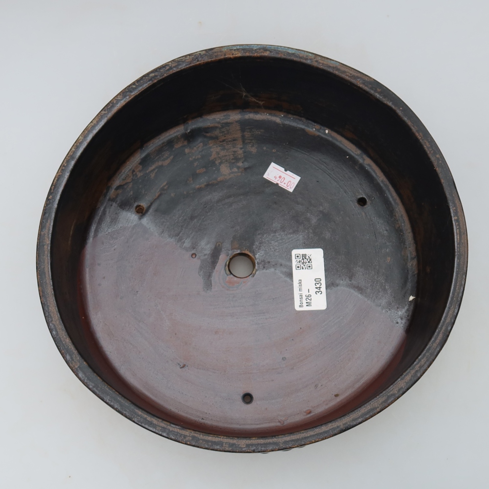 Pot à bonsaï en céramique 24 x 24 x 7 cm, couleur marron