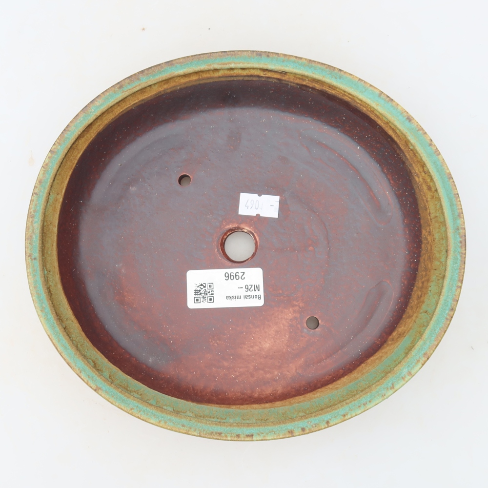 Pot à bonsaï en céramique 21 x 19,5 x 5 cm, couleur verte