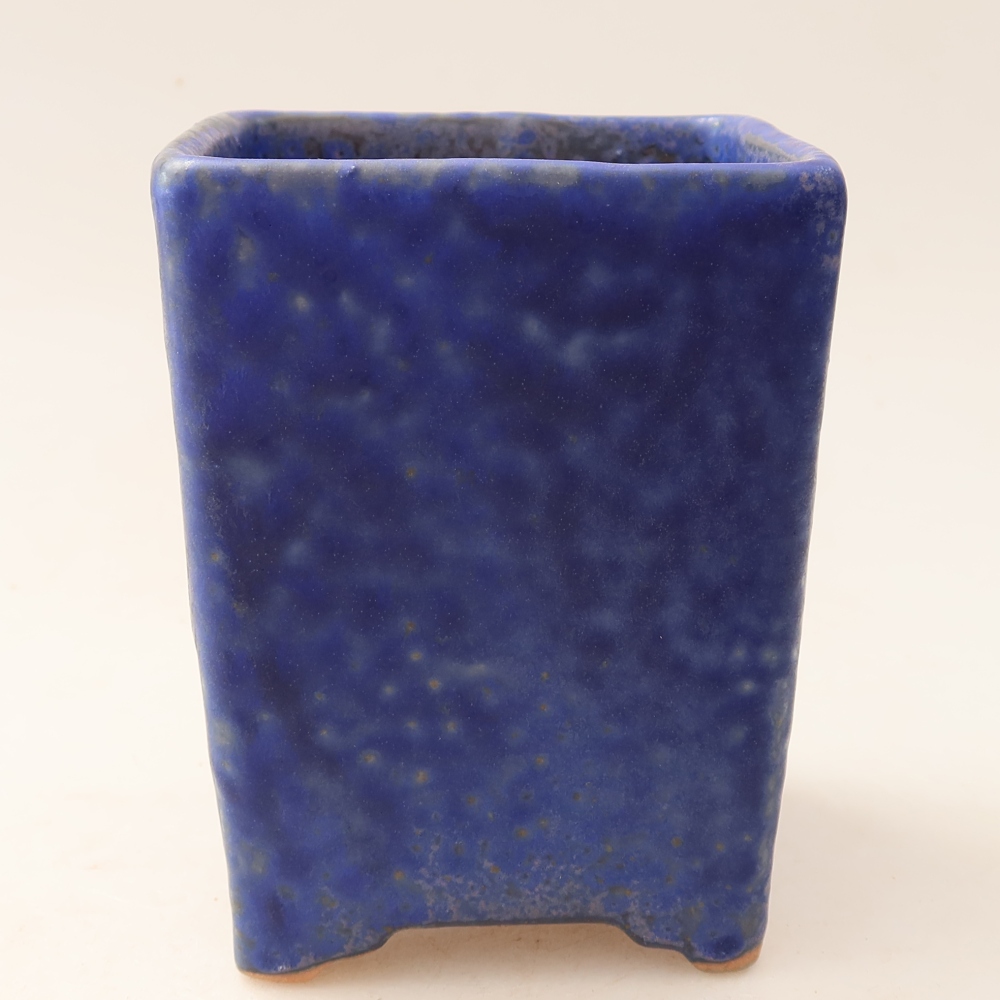 Pot à bonsaï en céramique 9 x 9 x 11,5 cm, couleur bleue