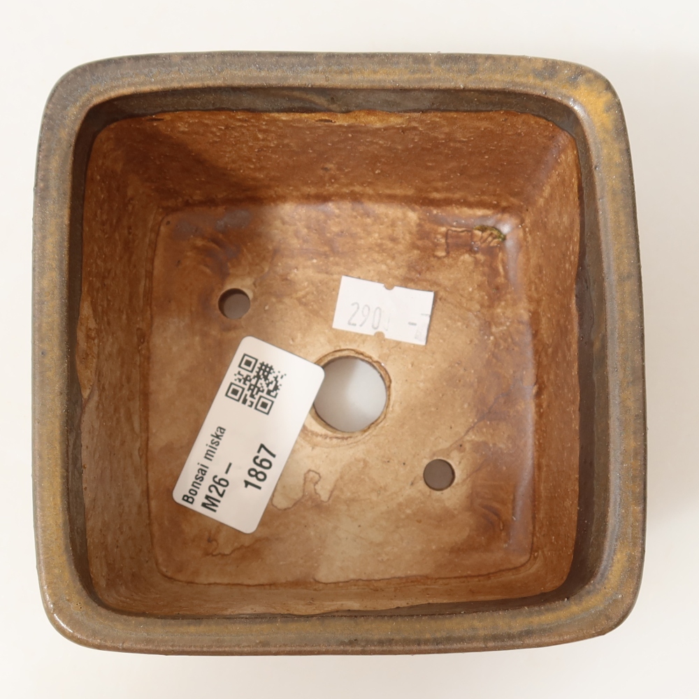 Pot à bonsaï en céramique 10,5 x 10,5 x 7 cm, couleur marron