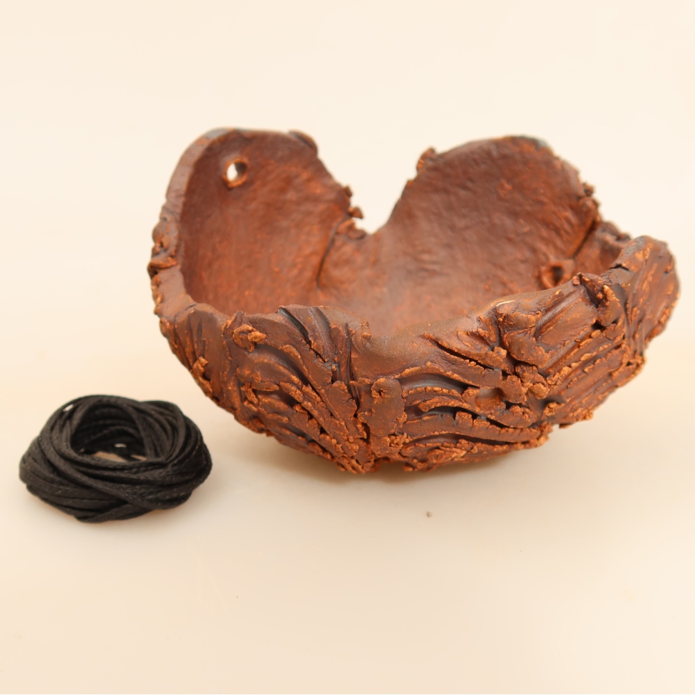 Coquille en céramique pour kokedama, 10,5 x 9 x 6,5 cm, couleur marron