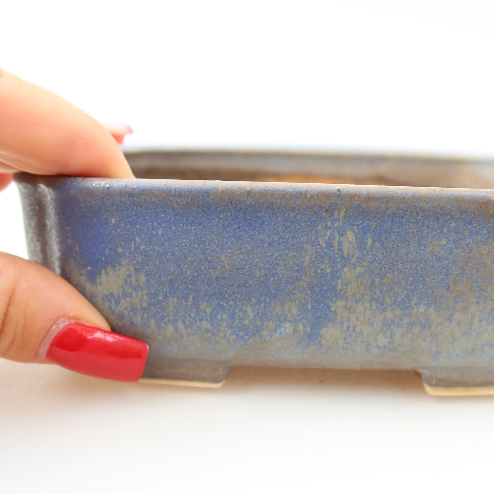 Bol à bonsaï en céramique 13,5 x 12 x 4 cm, couleur bleu