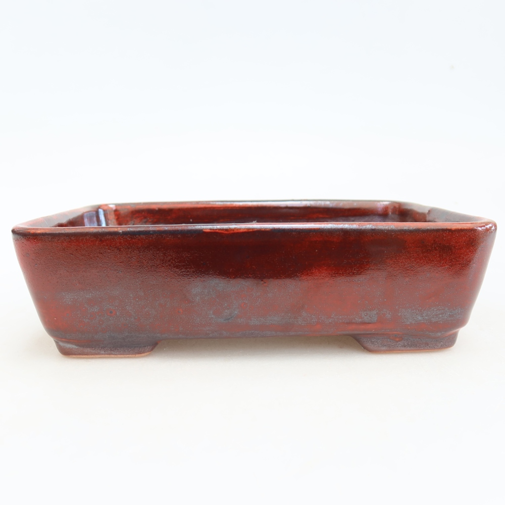 Pot à bonsaï en céramique 18 x 13 x 5 cm, couleur rouge