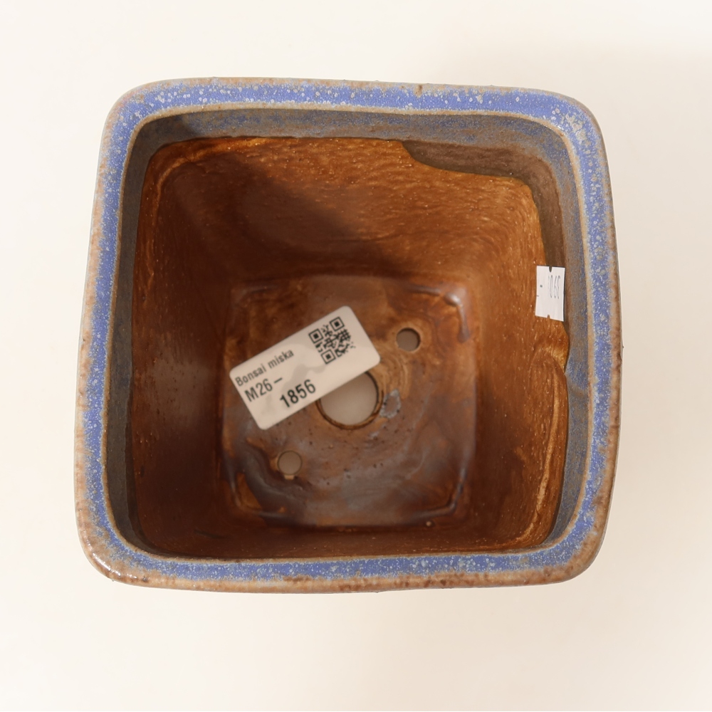 Pot à bonsaï en céramique 10,5 x 10,5 x 12 cm, couleur bleue