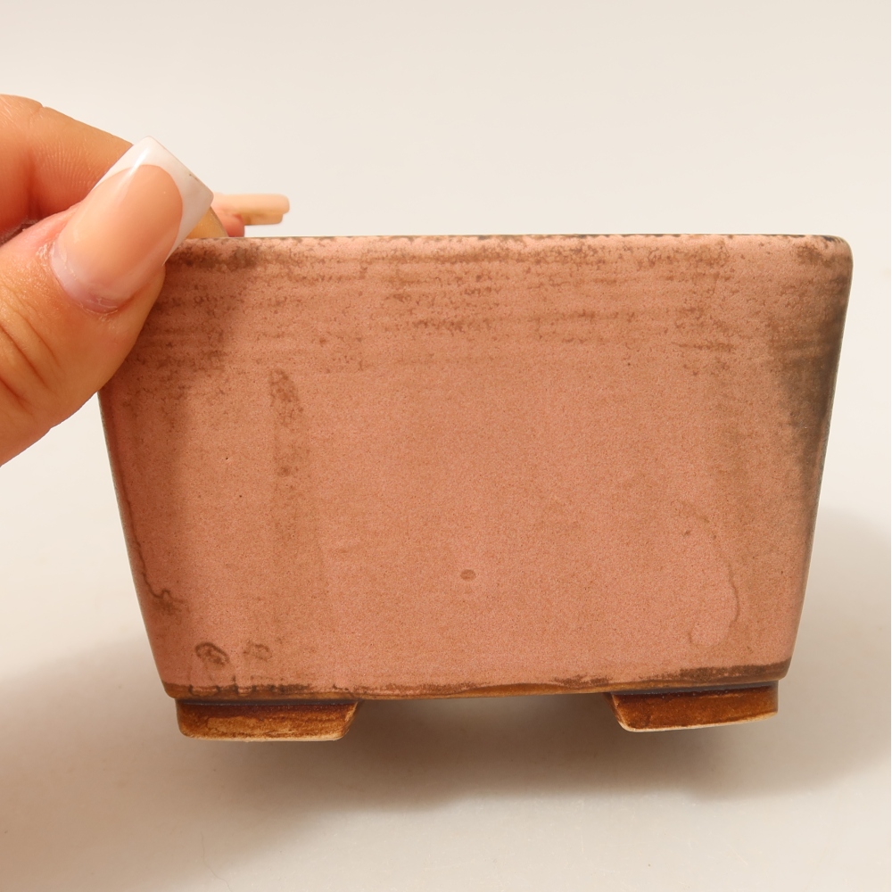 Bol à bonsaï en céramique 10,5 x 10,5 x 7 cm, rose