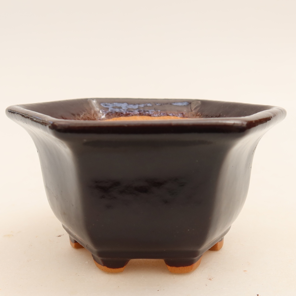 Pot à bonsaï en céramique 10,5 x 9,5 x 5,5 cm, couleur noire