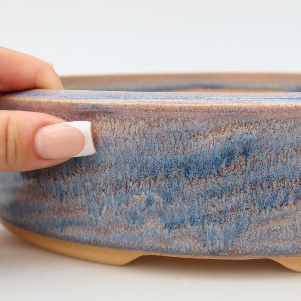 Pot à bonsaï en céramique 27 x 27 x 6,5 cm, couleur bleue