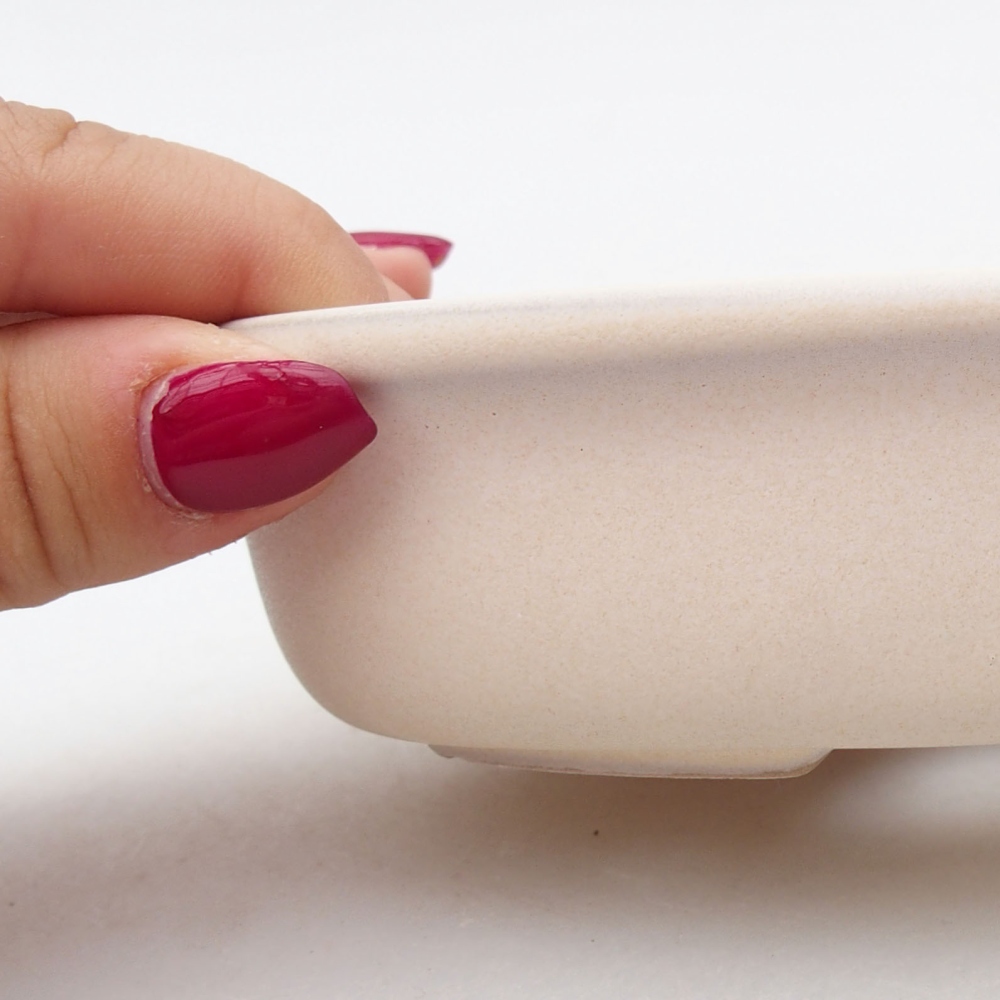 Bol à bonsaï en céramique 11,5 x 11,5 x 5 cm, beige