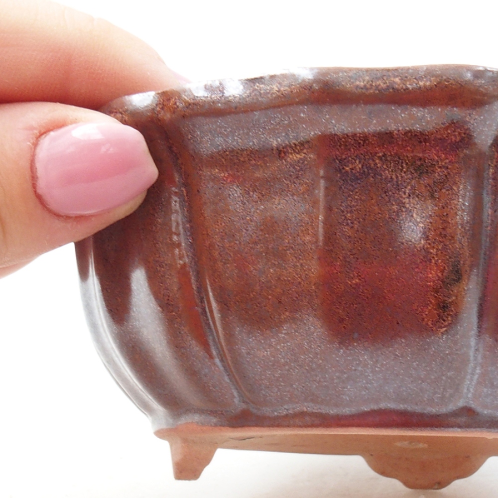 Bol à bonsaï en céramique 11 x 11 x 5 cm, brun