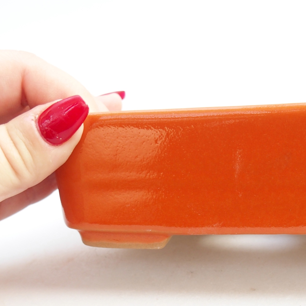 Bol à bonsaï en céramique 14,5 x 10,5 x 4,5 cm, orange