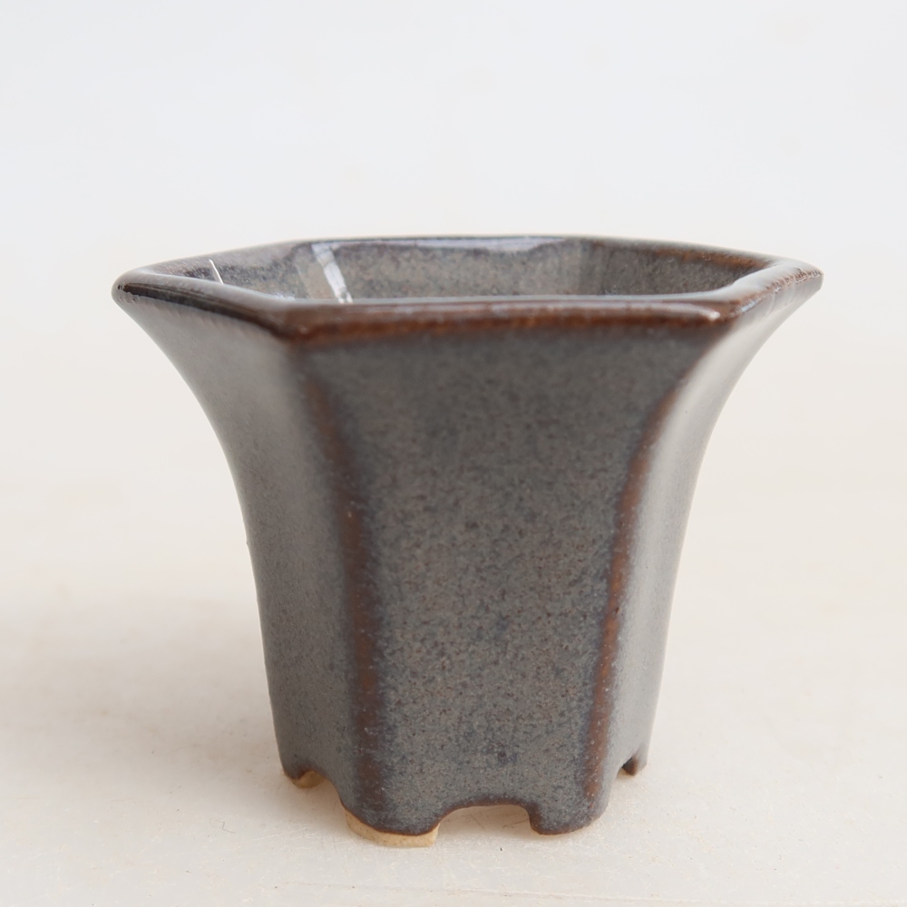 Pot à bonsaï en céramique 4,5 x 4 x 3,5 cm, couleur grise