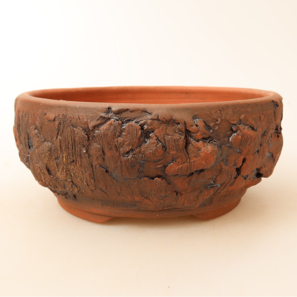 Pot à bonsaï en céramique 16 x 16 x 6,5 cm, couleur marron