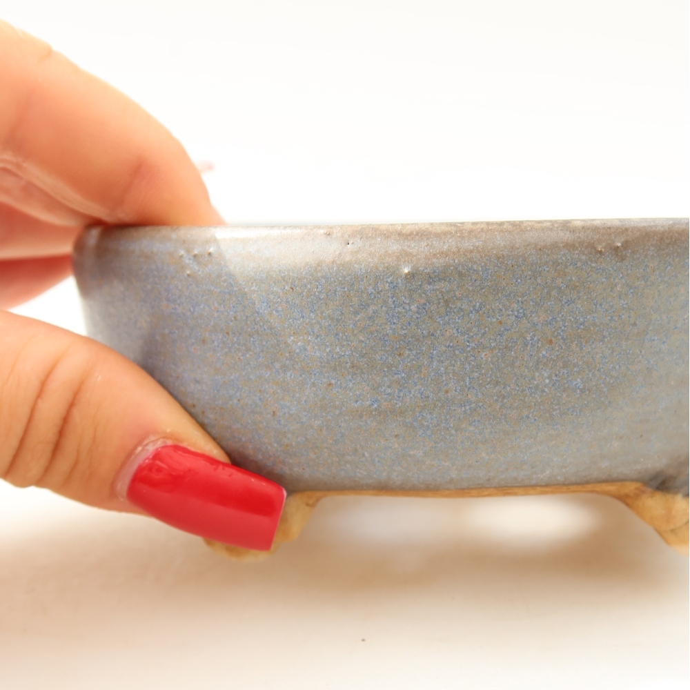Pot à bonsaï en céramique 10,5 x 10,5 x 4 cm, couleur bleue