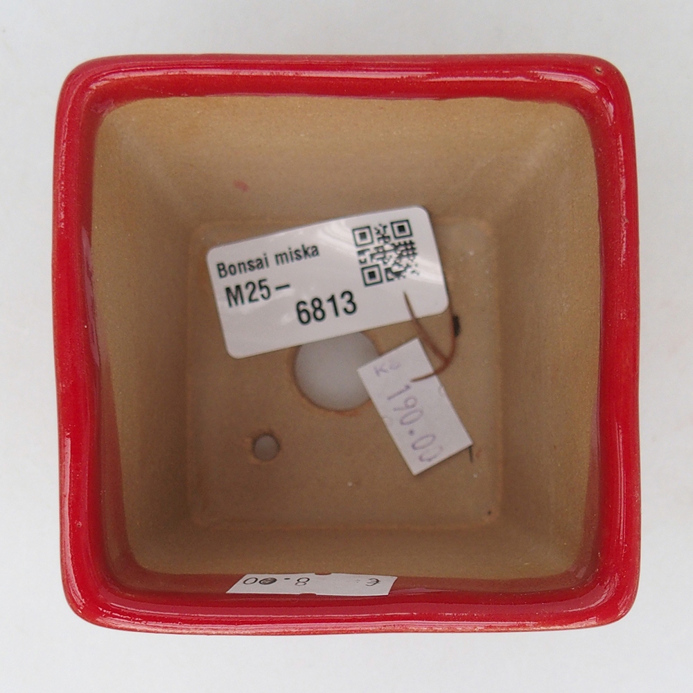 Bol à bonsaï en céramique 7,5 x 7,5 x 7 cm, couleur rouge