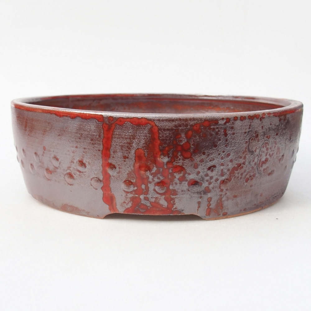 Bol à bonsaï en céramique 24,5 x 24,5 x 7 cm, couleur rouge