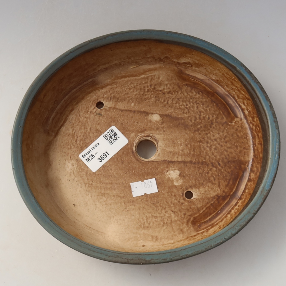 Pot à bonsaï en céramique 21 x 19 x 4,5 cm, couleur bleue
