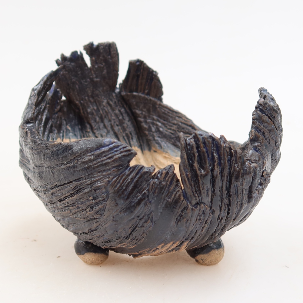 Coquille en céramique  10 x 9 x 8,5 cm, couleur bleue