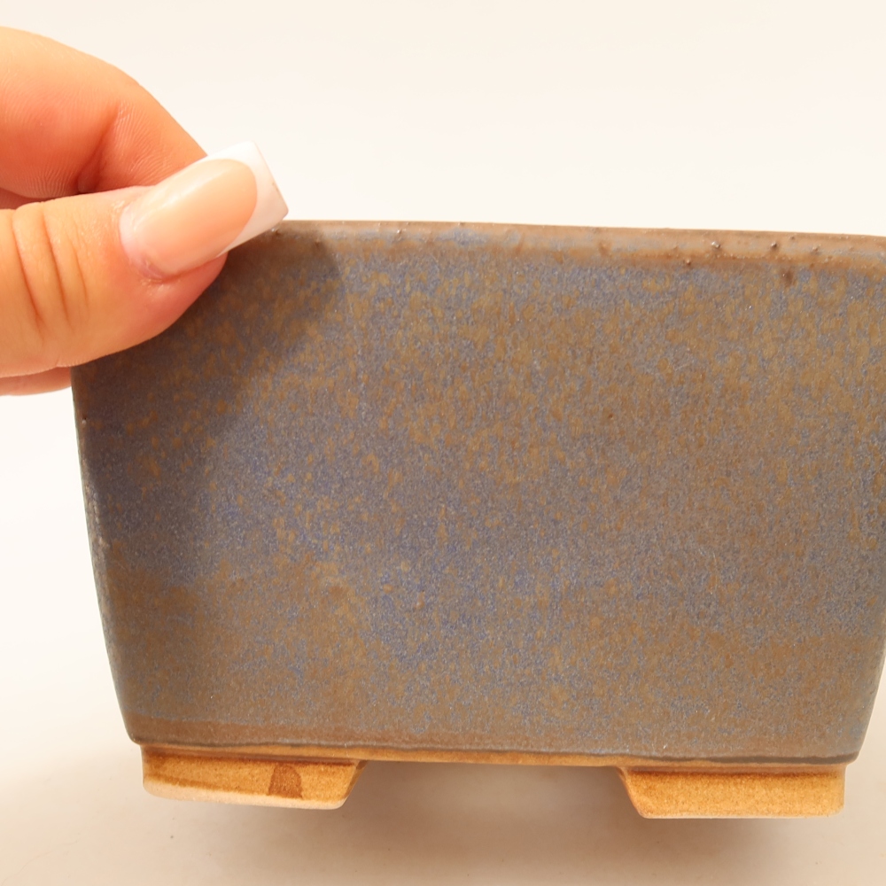 Pot à bonsaï en céramique 13 x 13 x 8 cm, couleur bleue