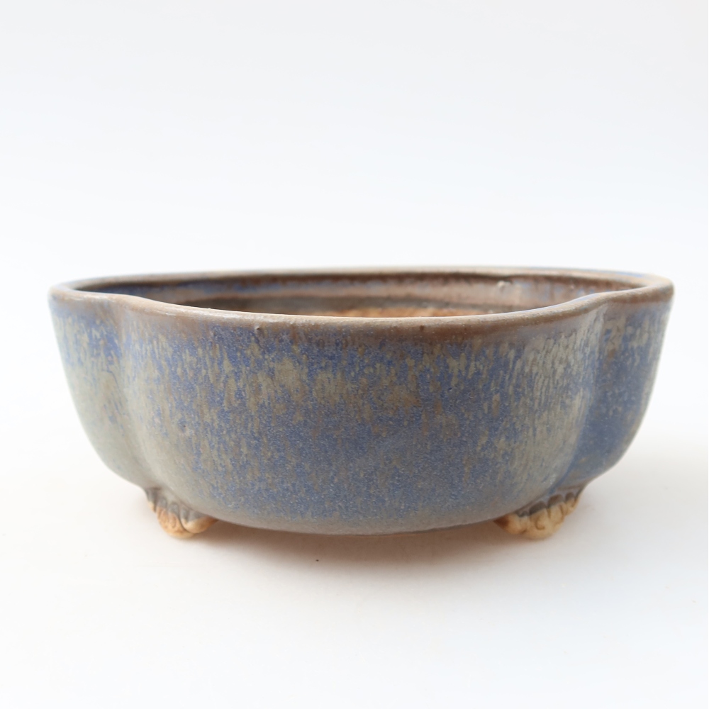 Pot à bonsaï en céramique 13,5 x 12,5 x 5 cm, couleur bleue