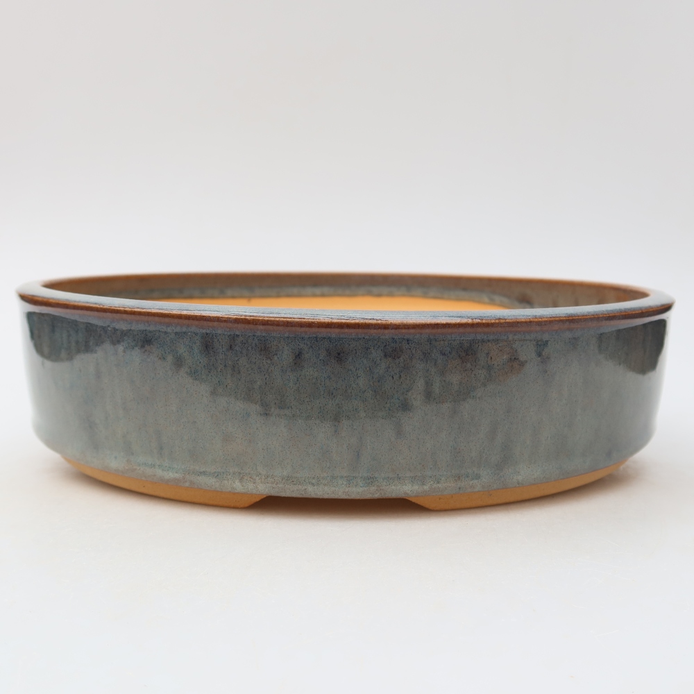 Pot à bonsaï en céramique 26 x 26 x 6 cm, couleur grise