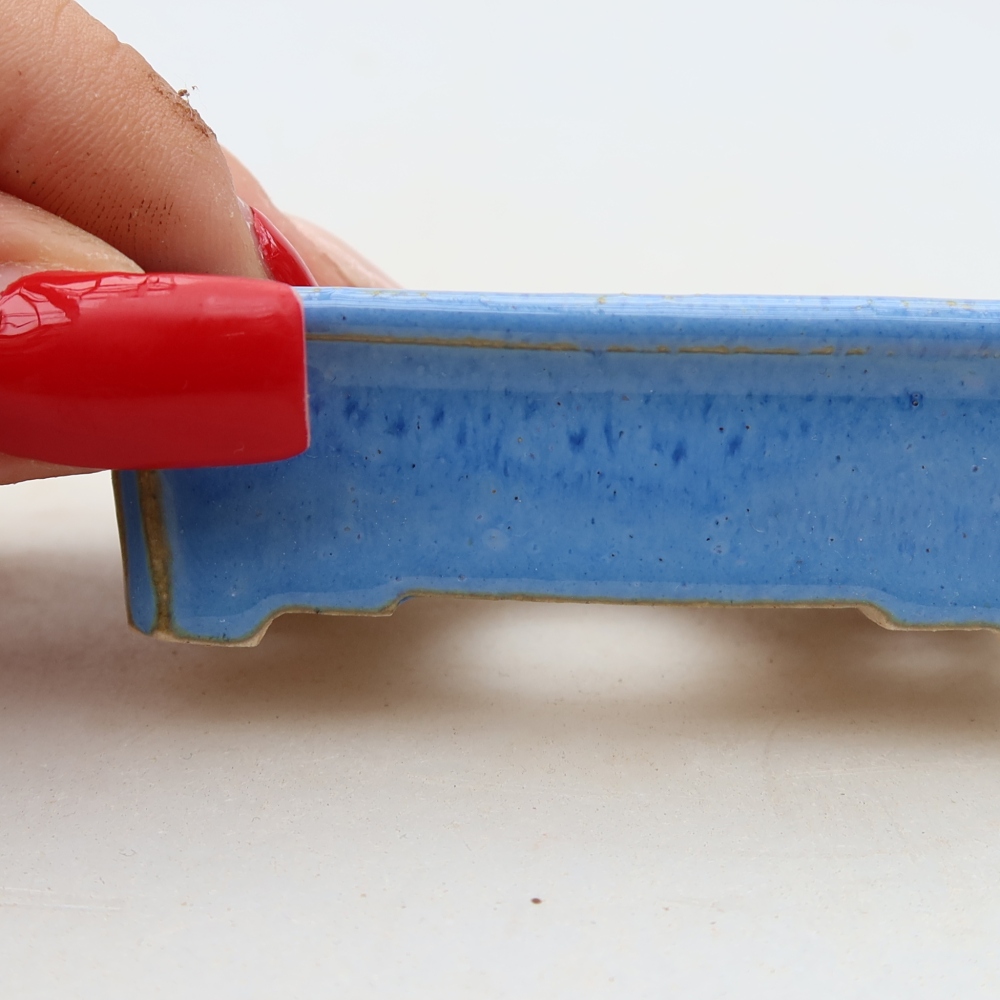 Pot à bonsaï en céramique 7 x 5 x 2 cm, couleur bleue