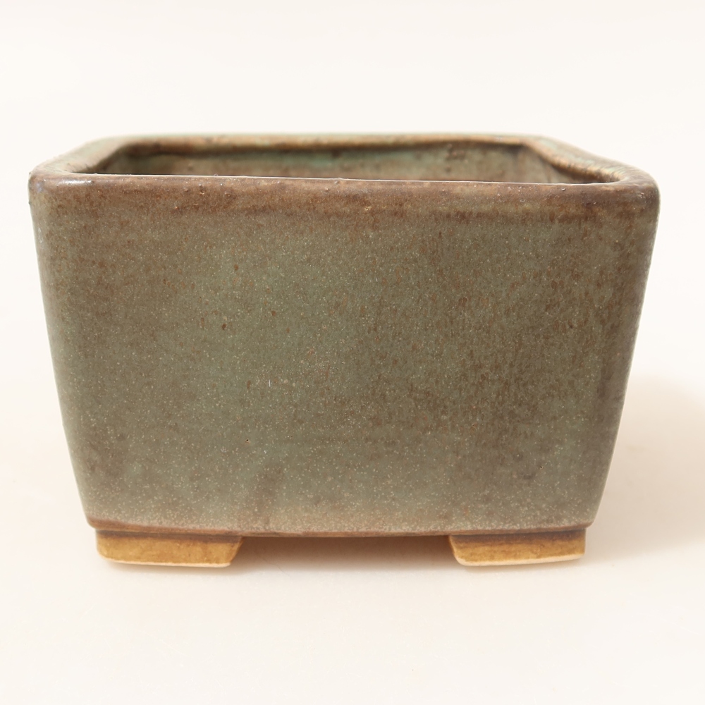 Pot à bonsaï en céramique 10,5 x 10,5 x 7 cm, couleur verte