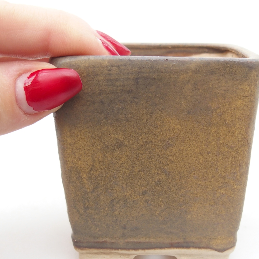 Bol à bonsaï en céramique 6,5 x 6,5 x 7 cm, brun
