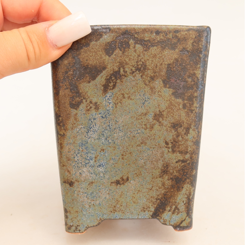 Pot à bonsaï en céramique 9 x 9 x 11,5 cm, couleur marron