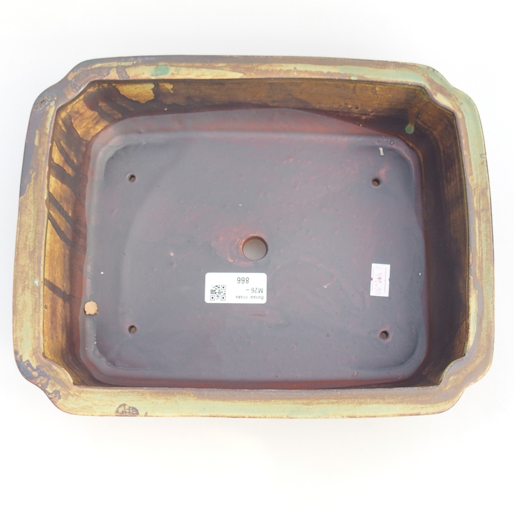 Bol à bonsaï en céramique 28 x 22,5 x 7 cm, vert-brun