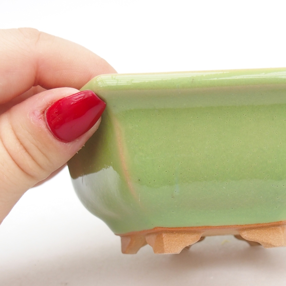 Bol à bonsaï en céramique 12 x 10,5 x 4,5 cm, vert