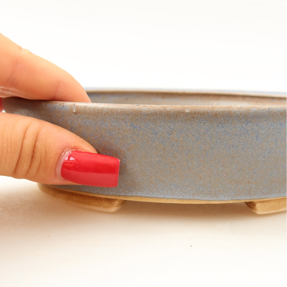 Pot à bonsaï en céramique 15 x 14 x 4 cm, couleur bleue
